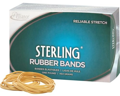 Alliance Rubber 24335 Sterling Rubber Bands Size #33, 1 lb Box Contains Approx. 850 Bands (3 1/2 x 1/8, Natural Crepe) Beige