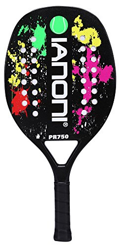 IANONI Beach Tennis Racket, Carbon Fiber Grit Face with EVA Memory Foam Core Beach Tennis Racket (Black)