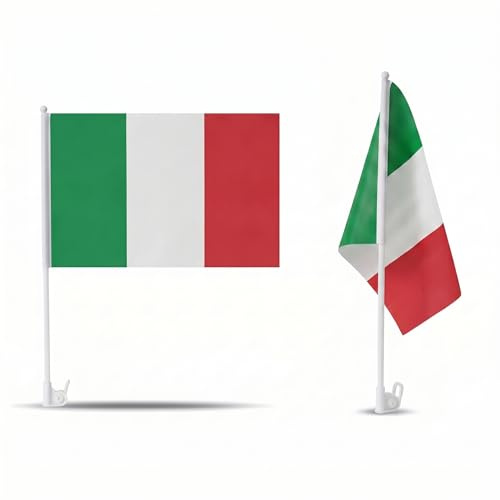 2er Set Auto Fahne Italien - Autofahnen Italienische Flagge 30 x 45 cm, Fußball Fanartikel, WM & EM, Länderflagge Italien
