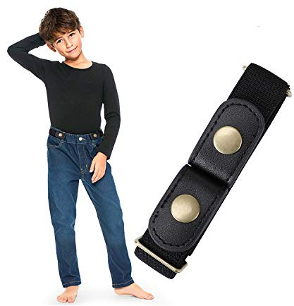 WHIPPY Buckle Free Elastic Kids Toddler Belt, No Buckle Stretch Adjustable Belts for Girls Boys Back to School Supplies (Black, Suit Pants Below 24 Inches)