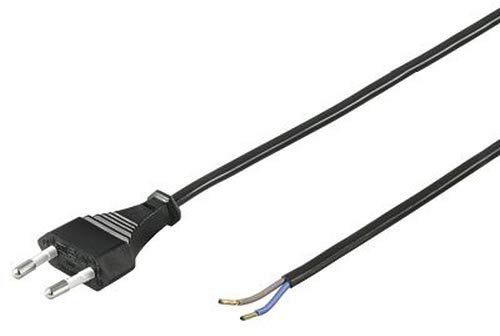 PremiumCord 230 V 2 m, Spina Europea per estremità Cavo Aperta, Cavo di Alimentazione, 2 estremità Cavo Esposte, Colore Nero