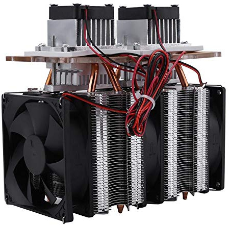 12V 144W DIY Elektronisch Halbleiter Kühlkörper, Dual Core Thermoelektrische Peltier Element Kühler Kühlsystem, DIY Mini Klimaanlage Kühlschrank Kit, inkl. Montage Kit