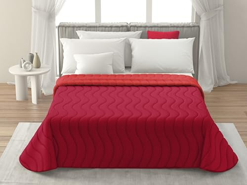 MAXIME MAISON - Tagesdecke 165x265 cm Bordeaux/Rot Wendedesign, Tagesdecken Herbst/Frühling (100 gr/mq) Steppdecke Einzelbett Unterfüttert, Gesteppt, Weiche Mikrofaser, Made in Italy