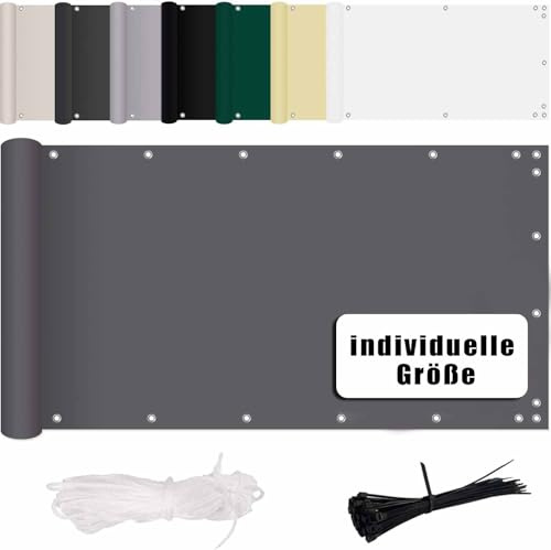 MENGH Balkonabdeckung 80x600cm, Balkon Blickdicht Sichtschutz, Windschutz Sonnenschutz, in div. Größen & Farben für Gartenanlagen, Camping und Freizeit - Anthrazit