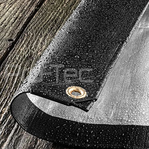 Lona de 200 g/m², extra resistente, impermeable, cubierta para el suelo, refugio negro, dorado o negro y plateado, 1,8 m x 3 m, color negro y plateado