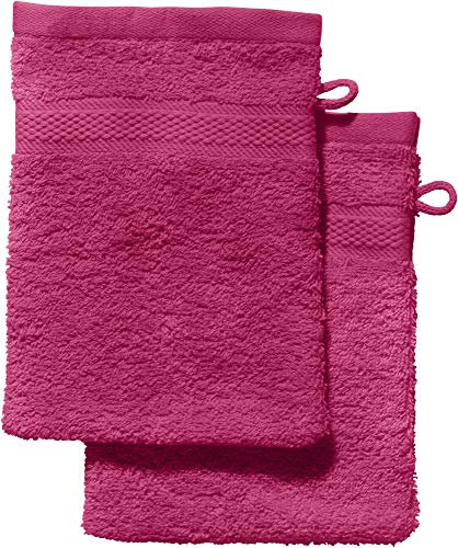 REDBEST Waschhandschuh 2er-Pack Chicago Fuchsia Größe 15x21 cm - saugstark, strapazierfähig, ideal für Reisen, Sport (weitere Farben)