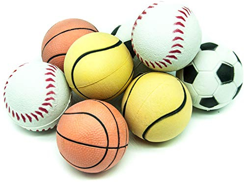 8 x 6 cm große Hundebälle, helle Gummibälle, Schwamm, hohe Sprungkraft, schwimmendes Hundespielzeug für Langeweile, Sport, Tennis, Basketball, Baseball, Fußball, hell, 8 Bälle)