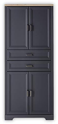 Stella Trading JASMIN Büroschrank in Graphit, Artisan Eiche Optik - Aktenschrank mit Schubladen und Türen - Landhausstil Büromöbel Komplettset - 86 x 204 x 38 cm (B/H/T)