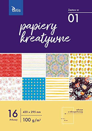 Tetis A3 Motivpapier Motivblock Papier mit Muster Dekopapier Designpapier Bastelpapier zum Basteln Découpage Scrapbook DIY