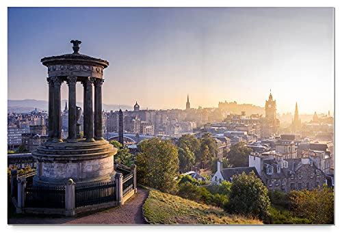 BilderKing Schönes Acrylglasverbund-Bild 90x60cm Skyline. EIN Elegantes, modernes 8mm Acrylbild Edinburgh für Wohnzimmer, Schlafzimmer, Flur, Küche. Mit Befestigung für schwebende Optik