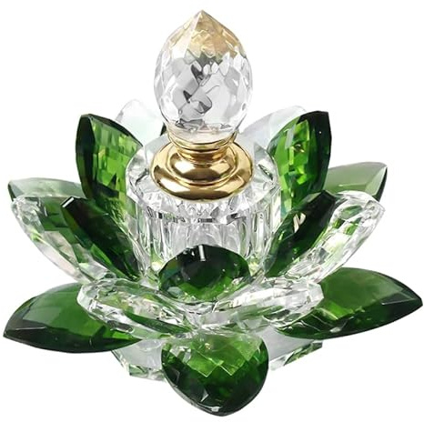 Lurrose Lotus Shaped Perfume Bottle Refillable Glass Perfume Bottle Empty for Cosmetic and Essential Oil Storage Decorative Home Decor for Vanity Table Bedroom and Gift