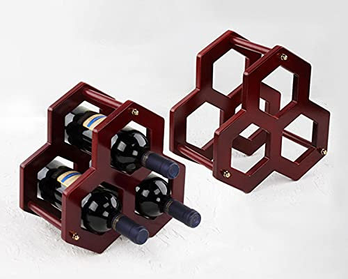 Madera Botelleros Verticales Design para 3 Botellas Estantería de Botellas de Vino Retro Pequeño Armarios de Vino para Vinoteca Mueble Bar Salon 2 Piezas Rojo Marrón