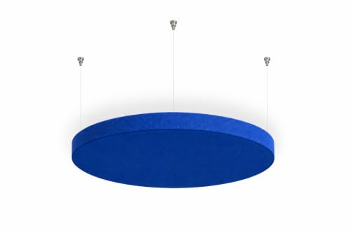 Panneau acoustique circulaire ignifugé R ROSTAGNO FIREPROOF 50x4 cm Marquage CE, finition en tissu. - Positionnement de suspension au plafond avec câbles réglables (NOIR)