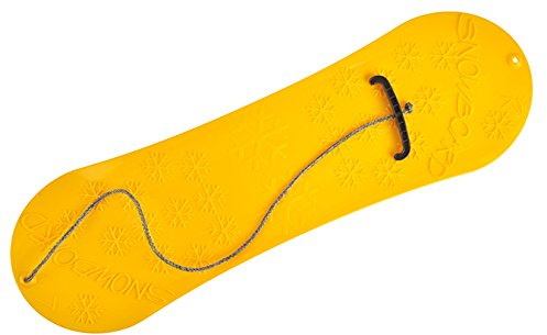 Snowboard för barn, kälke, bräda, 72 cm, plast med rephandtag (gul)