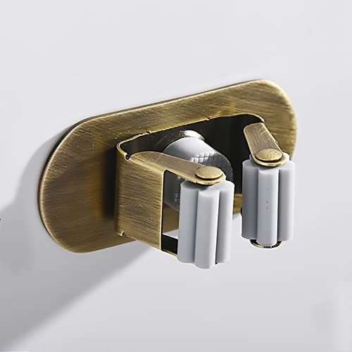 XMZFQ Broom Mop Holder Wall Mounted, Brass Tool Hanger Storage Organizer for Home, Kitchen, Garage, Garden, Laundry Room, Bathroom Organization and Storage,9.5cm/3.7''