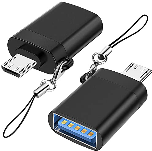 Seminer Micro USB auf USB 3.0 Adapter (2er Pack) mit Lanyard, Micro USB | Stecker auf USB-A Buchse OTG Adapter Kompatibel mit Samsung S7 S6, OTG Micro Devices, Flash Drive, Tastatur (Schwarz)