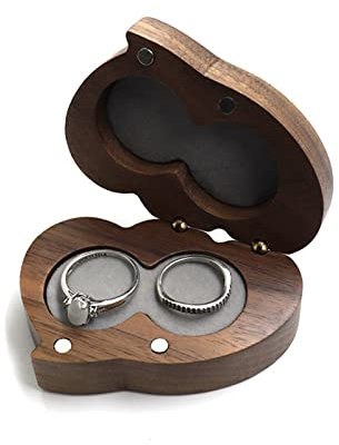 ODOOKON Ringschatulle aus Samt für Schmuck, Schmuckkästchen, Ringhalter, Präsentationsbox für Hochzeitsantrag, Verlobung, Hochzeit, Schmuck-Etui für Ring Ring-Box aus Holz Geschenk-Verpackung (E)
