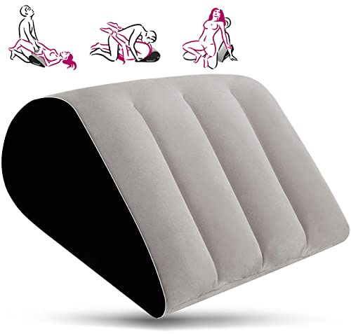 Inflatable Sex Pillow Sex Dice - Cushion Sex Position Pillow for Couples Fun Ideal for Enhancing Intimacy Bed Pillow-Ramp Lumbar Support Cushion Triangle Leg Pillow Sex Toys (Grey)