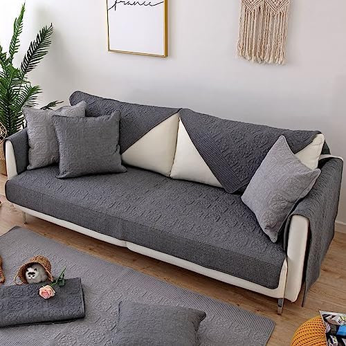 ZCXRYFL Anti-Rutsch Sofa üBerzug L/U-Ecksofa Sofabezug 1 2 3 4-Sitzer Baumwolle SofaüBerwurfe Stoff Leder Universeller Sofaschoner Baby-Krabbelmatte Katzen Hunde Schutzdecke(90X180cm,Grey 2)