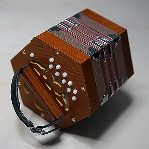 Ziehharmonika, sechseckiges Akkordeon 20 Knöpfe Retro Stil für Anfänger Erwachsene Akkordeon mit Tragetasche und Tasche (C)