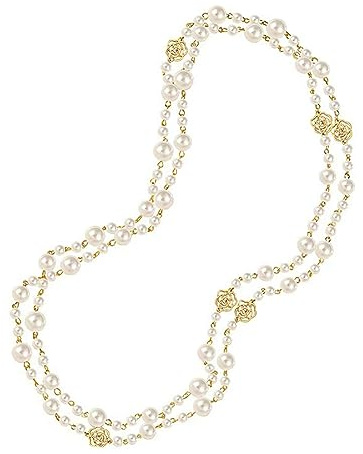 Aleasha Simulierte Perlenkette Extra Lang 172cm Damen Mehrlagige Weiße Perle Halskette Gold Silber 3 reihige Modeschmuck Geschenk
