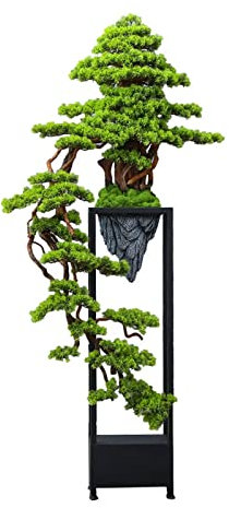 WAOCEO Künstliche Pflanzen Große künstliche Bonsai-Welcome-Kiefer, simulierte Topfpflanze, dekorativer Bonsai mit Blumenständer, Boden-Fake-Baum-Topf-Ornamente Gefälschte Pflanzen Dekor (Color : A)