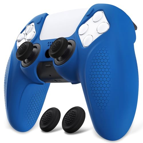 PlayVital Cover Controller per ps5, Edizione Ninja-Blu | Custodia Protettiva in Silicone, Grip Ergonomico Antiscivolo, 2 Copri Levette Analogiche, Adatto per Base di Ricarica