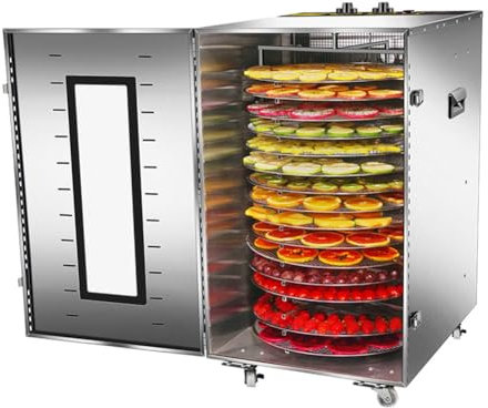 PAHION 16 Couches Déshydrateur Alimentaire Commercial Séchoir Alimentaire avec Minuterie Et Contrôle De La Température Disque Maillé Rotatif pour Le Séchage des Fruits, Viandes Et Légumes