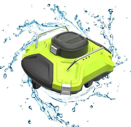BDJSN Cordless Automatic Pool Cleaner, Small Swimming Pool Cleaner Robot, Strong Suction Power Portable Vacuum Cleaner with Top Handle, Auto-Dock for Above Ground Pool, Inground Swimming Pool