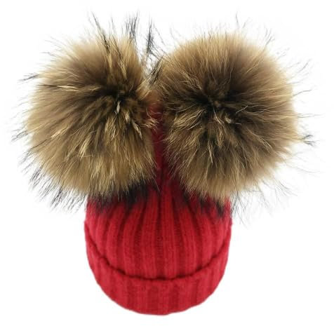 Avfora Pudelmütze Damen Winterwarme Strickmütze. Mütze Aus Verdickter Wolle Mit Doppelseitigem Bommel Und Stretch,05,Erwachsene