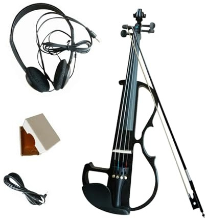 Set Violino Elettrico Con Raccordi Violino Con Custodia Rigida Acousti Arco Per Violino Cavo Per Cuffie Custodia Per Il Trasporto Accessori (Color : Bk)