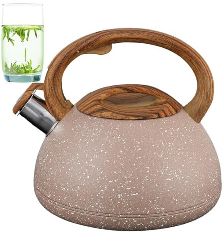 Bollitore da tè a fischio, in acciaio inox, teiera bollente da 3 litri con manico in legno, bollitore per stufa elettrica, stufa in ceramica, piano cottura
