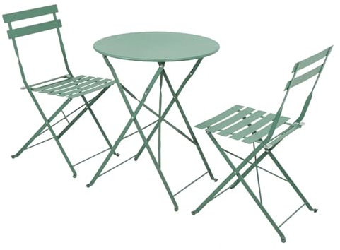 NRNQMTFZ Bistro-Set 3-teilig Tisch mit 2 Stühlen klappbar,Gartenmöbel Set,Premium Stahl, Klappbar, Balkonset für Hof, Garten, Draussen