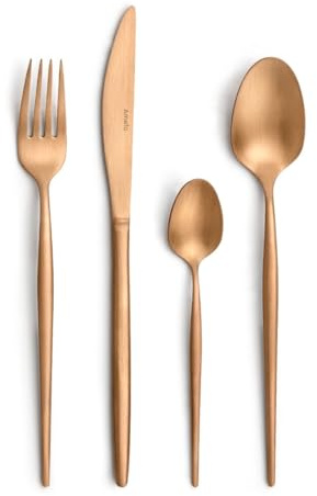Amefa SOPRANO Besteckset 16-tlg., 18/10-Edelstahl, PVD-Veredelung, Kupfer | Mattierte Oberfläche, stilvolles Dinner, elegantes Design, Kaffeelöffel, Menügabeln, Menülöffel, Menümesser, 4 Personen