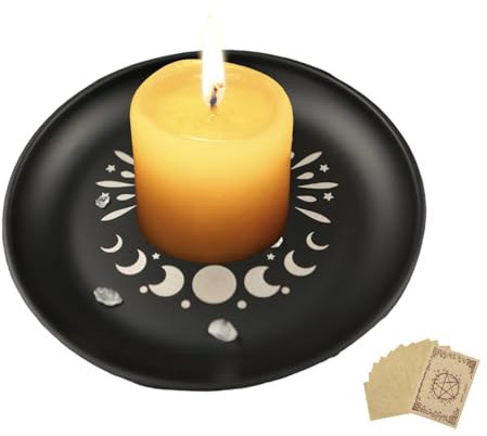 Plato de meditación Ritual, cuenco plano, soporte para velas de acero inoxidable, bandeja de adivinación, bandeja de adivinación, quemador de incienso, plato para velas