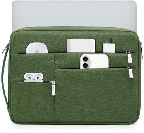 HYZUO 13,3-14 Zoll Laptophülle für MacBook Pro 14 M5-M1, MacBook Air/Pro 13, 13,8-13,5 Surface Laptop/Book, Tragbare Notebook Schutzhülle für 13 HP Dell Lenovo ThinkPad Asus Samsung, Mitternachtsgrün