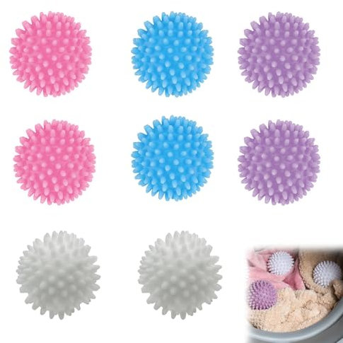 8 Pcs Laundry Balls for Washing Machine, Rubber Tumble Dryer Balls Reusable Energy Saving Silicone Laundry Balls for Speeding Drying and Reducing Creases, Laundry Ball for Home Clothes Cleaning