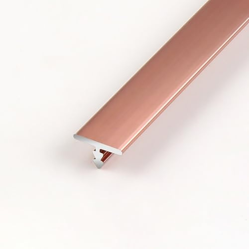 Raouoae 2 Stück 140cm Aluminium Bodenleiste Abschlussleiste Boden T Profil Übergangsprofil Übergangsleiste Für Perfekte Übergänge Zwischen Laminat Und Vinyl(Roségold,Breite: 6mm)