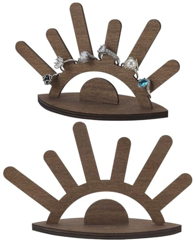 FINGERINSPIRE 2 Set Ringständer Aus Holz In Augenform Ringständer Aus Sienna Holz Für Schmuck Ringständer Mit Bösem Blick Ringvitrine Ringaufbewahrung Aus Holz Für Weihnachts Und Verlobungsgeschenke