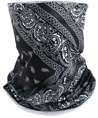 Svart bandana för män multifunktionell huvudbonad, halsvärmare vindtät halsduk snood, sport pannband personlig ansiktsmask för män kvinnor skidåkning löpning cykling vandring, svart, 25.5*42.5cm
