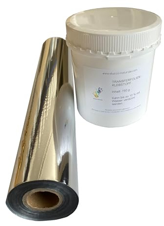 Transferfolie Silber Set mit Kleber für Wände - Dekorative Folie für kreative Wandgestaltung