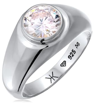 Kuzzoi Herren Silber Ring mit Zirkonia 925 Silber Siegelring mit Stein