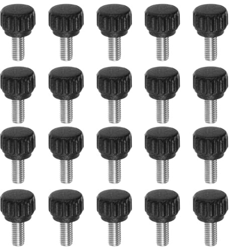 QUARKZMAN 20 Stück Rändelschraube M5 x 10mm Flügelschrauben mit Gewinde, Edelstahl 304 Knebelschraube 13mm Rund Klemmschraube Sterngriffschraube Klemmhebel Daumenschraube für Möbel Maschine