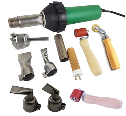Pistola di Saldatura ad Aria Calda Kit saldatore di plastica professionale con pistole termiche da 1600 W con 5 ugelli for saldatura, rullo in silicone da 20 mm/40 mm, set di torce for sabbiatura ad a