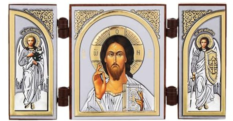 NKlaus Triptychon christliche Ikone Holz, 9,5x5,2x0,6cm Jesus, 1 Stück | christlich; Triptychon; Reisealtar; Jesus Christus; Jesus; ikonen; ikonen katholisch; jesus ikone; orthodox icon