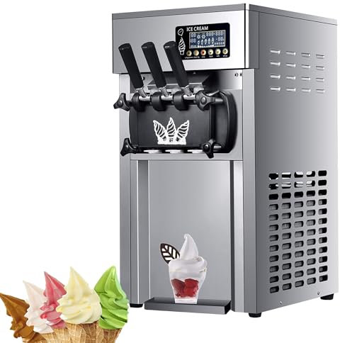 Máquina De Helado Comercial,1200W Máquina De Helado Profesional, 16~18L/H, Alarma De Escasez De Material, Tecnología De Expansión De Sobrealimentación De Aire, Limpieza Con Un Clic,para Té Con Leche Y