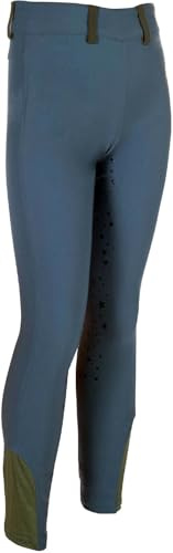 HKM Mädchen Pony Dream II Silikon-Vollbesatz Reitleggings, Rauchblau, 110/116