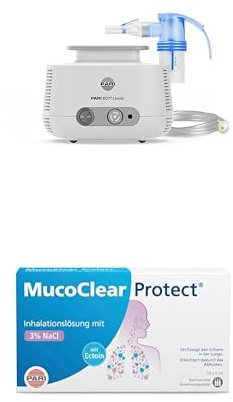 Bundle aus Pari Boy Classic, Inhalationsgerät Zur Behandlung von Atemwegserkrankungen, für Kinder und Erwachsene + MucoClear Protect Inhalationslösung verflüssigt den Schleim in der Lunge, 20 St.