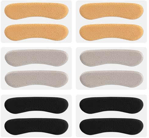 Lot de 6 Coussinets de Sangle Sandale, 3 Couleurs Coussinets Auto-Adhésifs et Souples Talons pour Éviter les Frottements et les Glissements (Noir, Gris, Jaune)