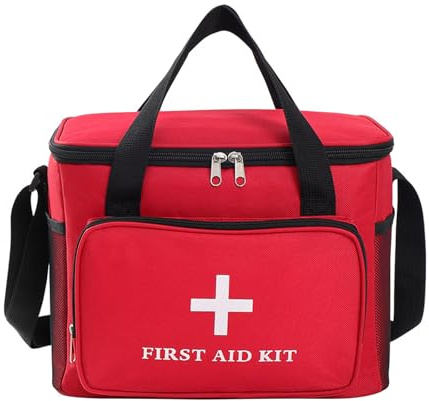 1 Pezzo Cassetta Pronto Soccorso Porta Medicine da Viaggio con Tracolla Kit Pronto Soccorso Trekking Kit Pronto Soccorso Ottimo per le Escursioni,Visite Mediche e Assistenza Infermieristica (Rosso)